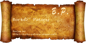 Borkó Patony névjegykártya